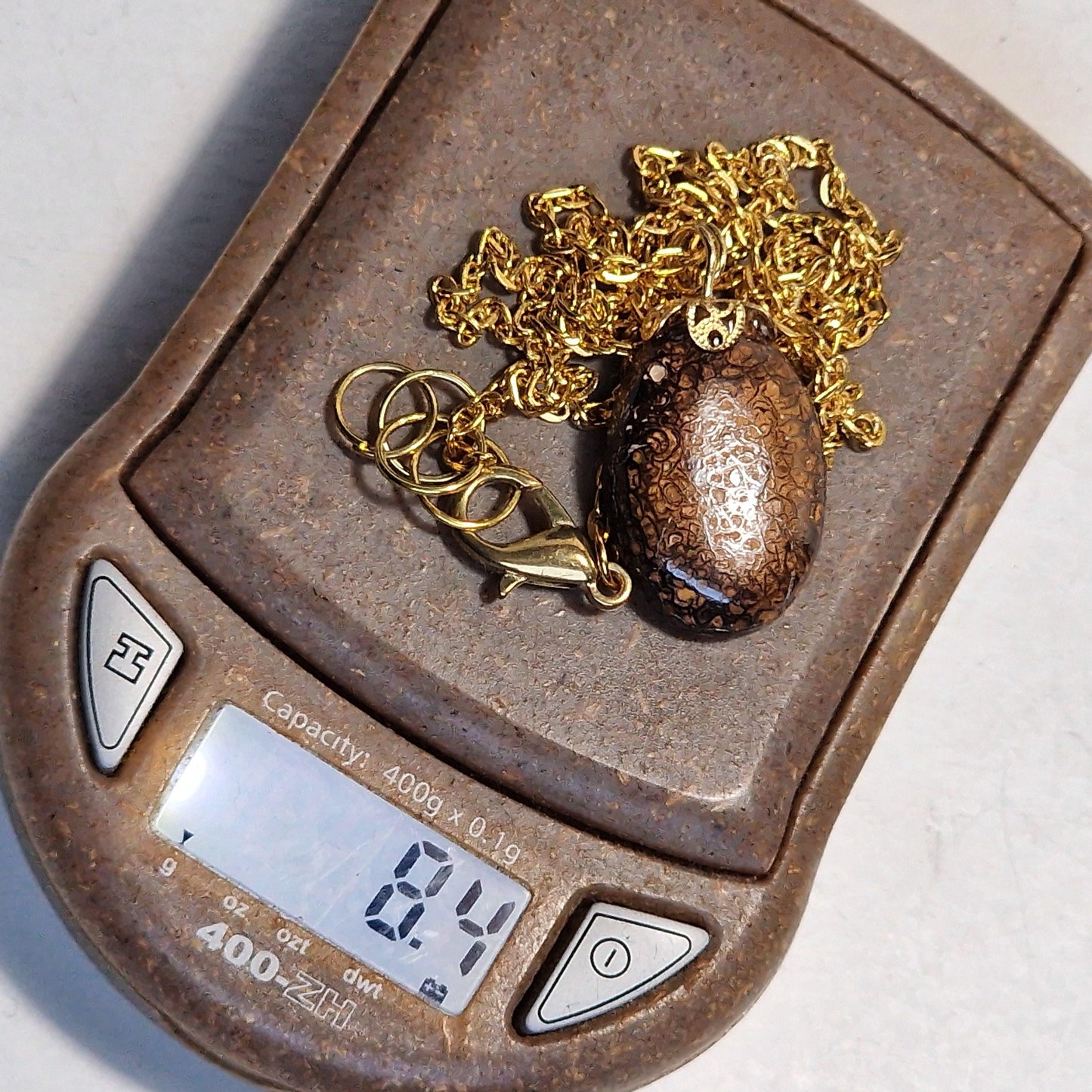 Australian Boulder Opal Pendant on Metal Chain