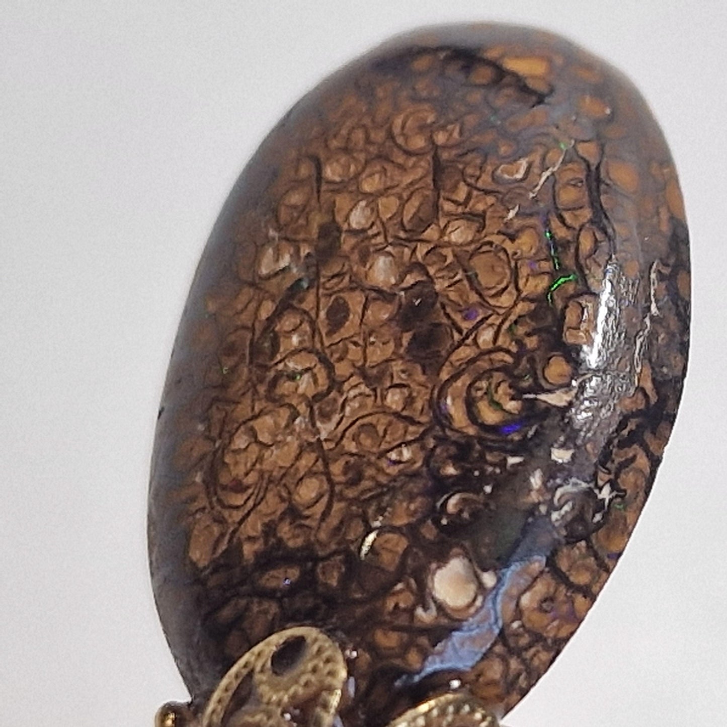 Australian Boulder Opal Pendant on Metal Chain