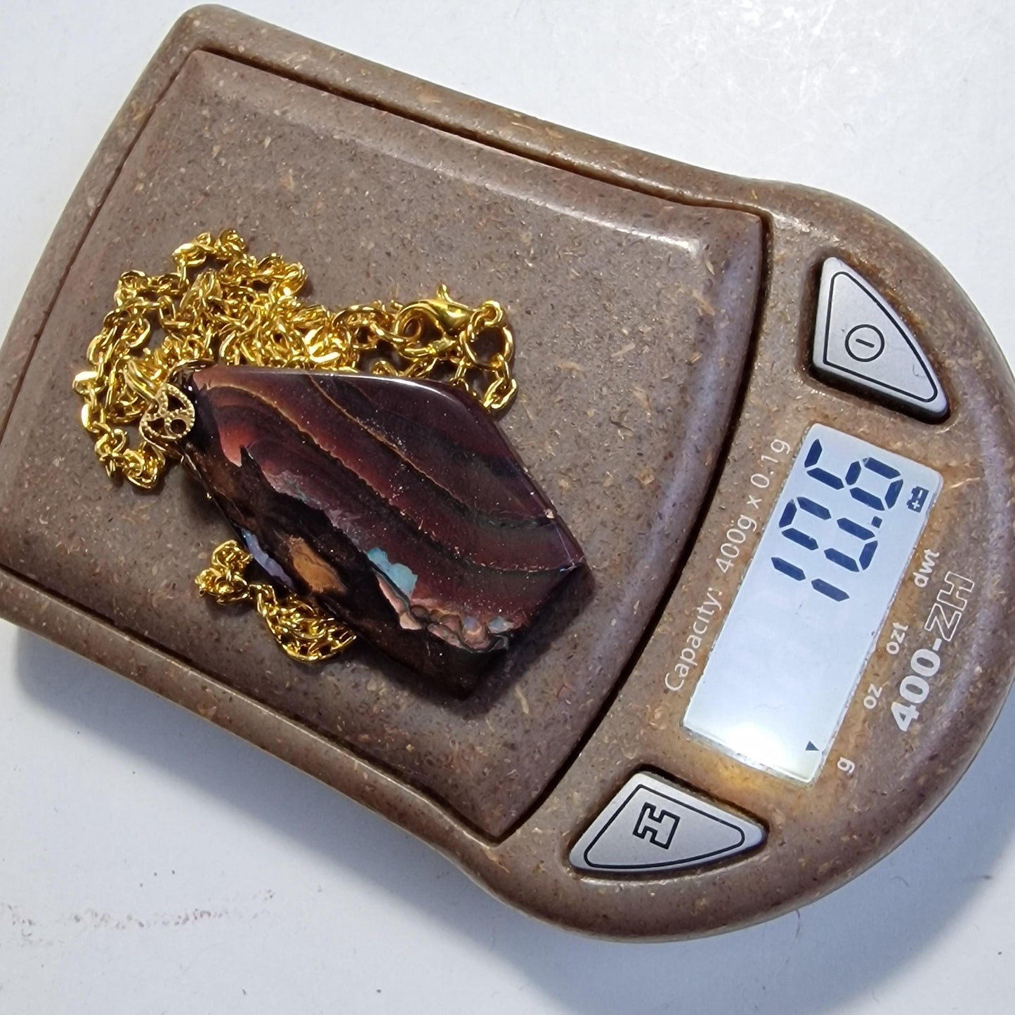 Australian Boulder Opal Pendant, Metal Chain Necklace