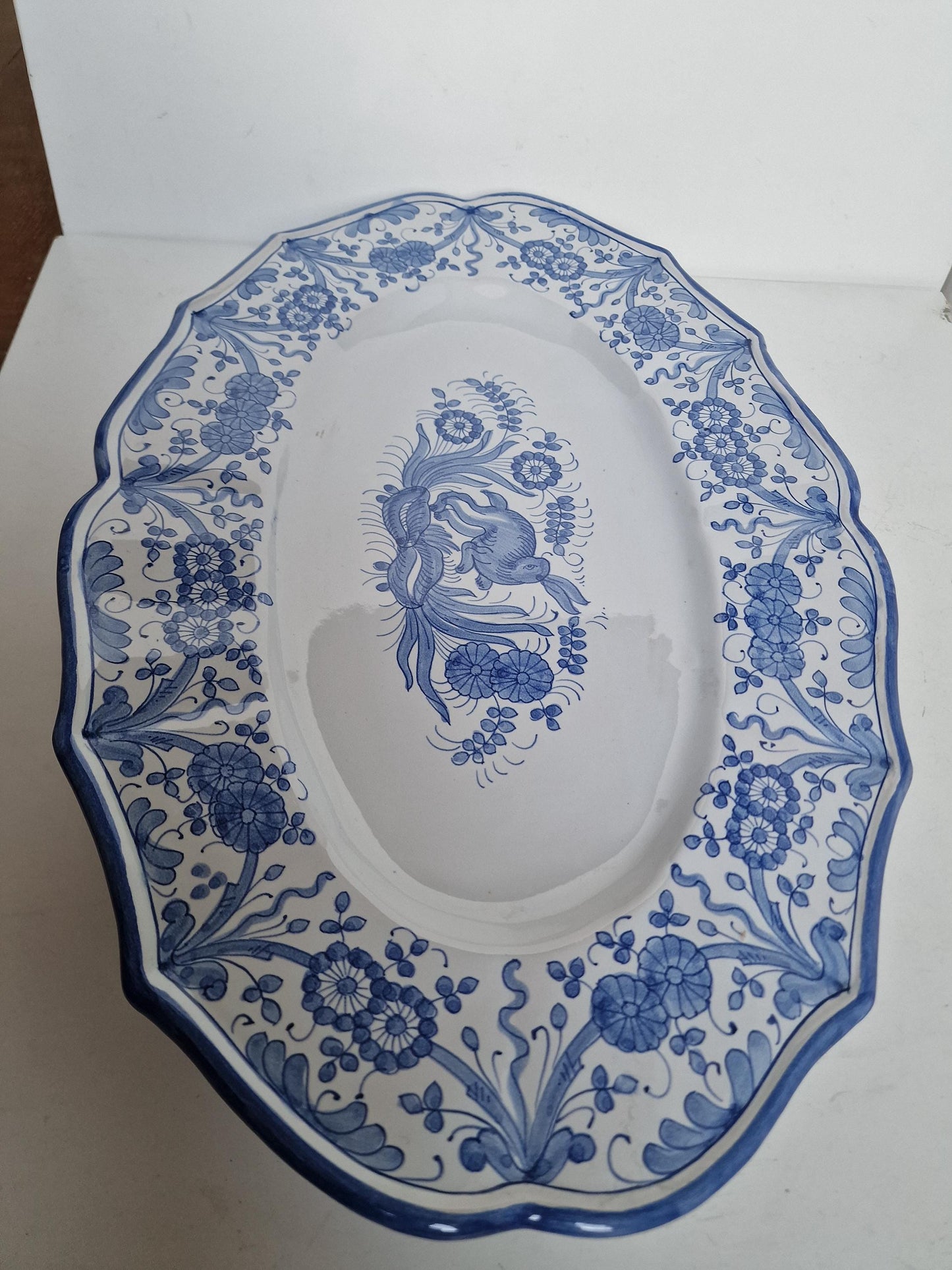 DERUTA Italian Faience Pottery Plate, Blue Rabbit Design