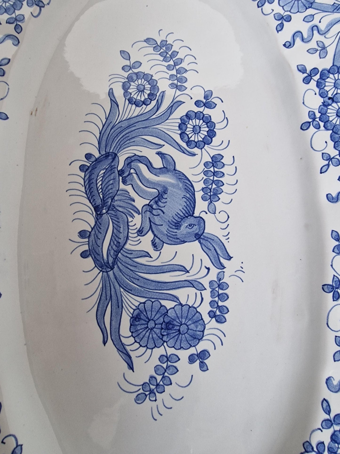 DERUTA Italian Faience Pottery Plate, Blue Rabbit Design