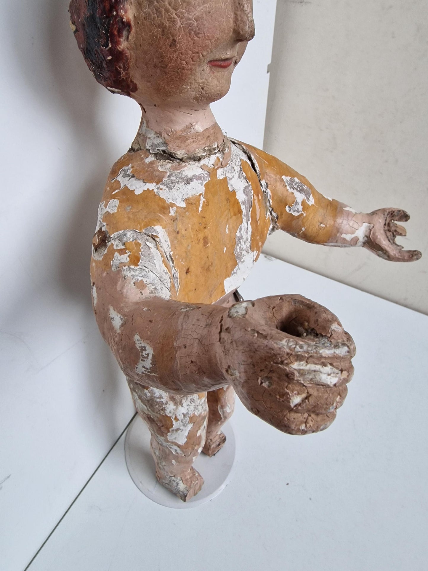 18th Century French Santo Niño Figure – Hand-Carved Polychrome Wood