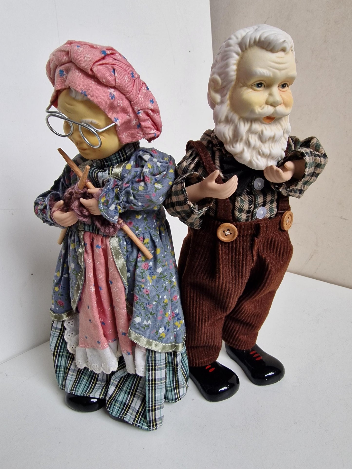 Vintage German Musical Porcelain Dolls, Erzgebirge Moving Gnomes, 1960s