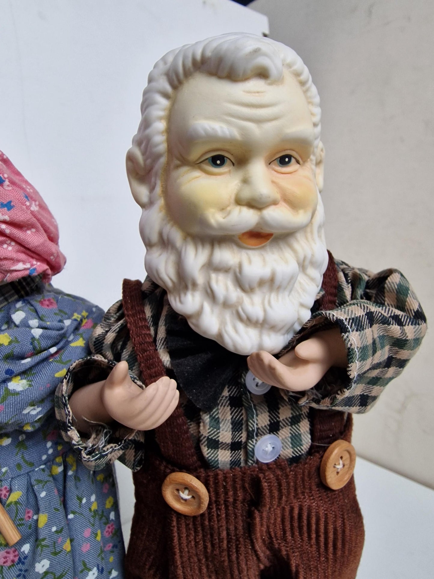 Vintage German Musical Porcelain Dolls, Erzgebirge Moving Gnomes, 1960s