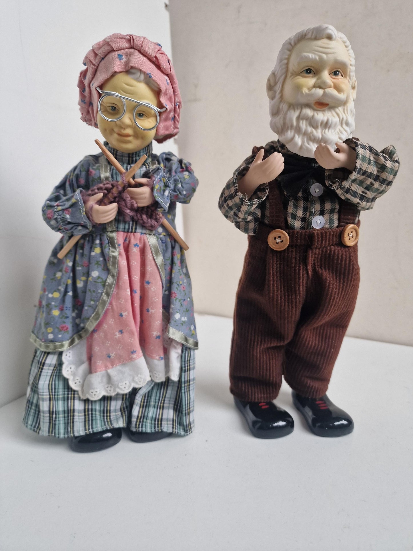 Vintage German Musical Porcelain Dolls, Erzgebirge Moving Gnomes, 1960s