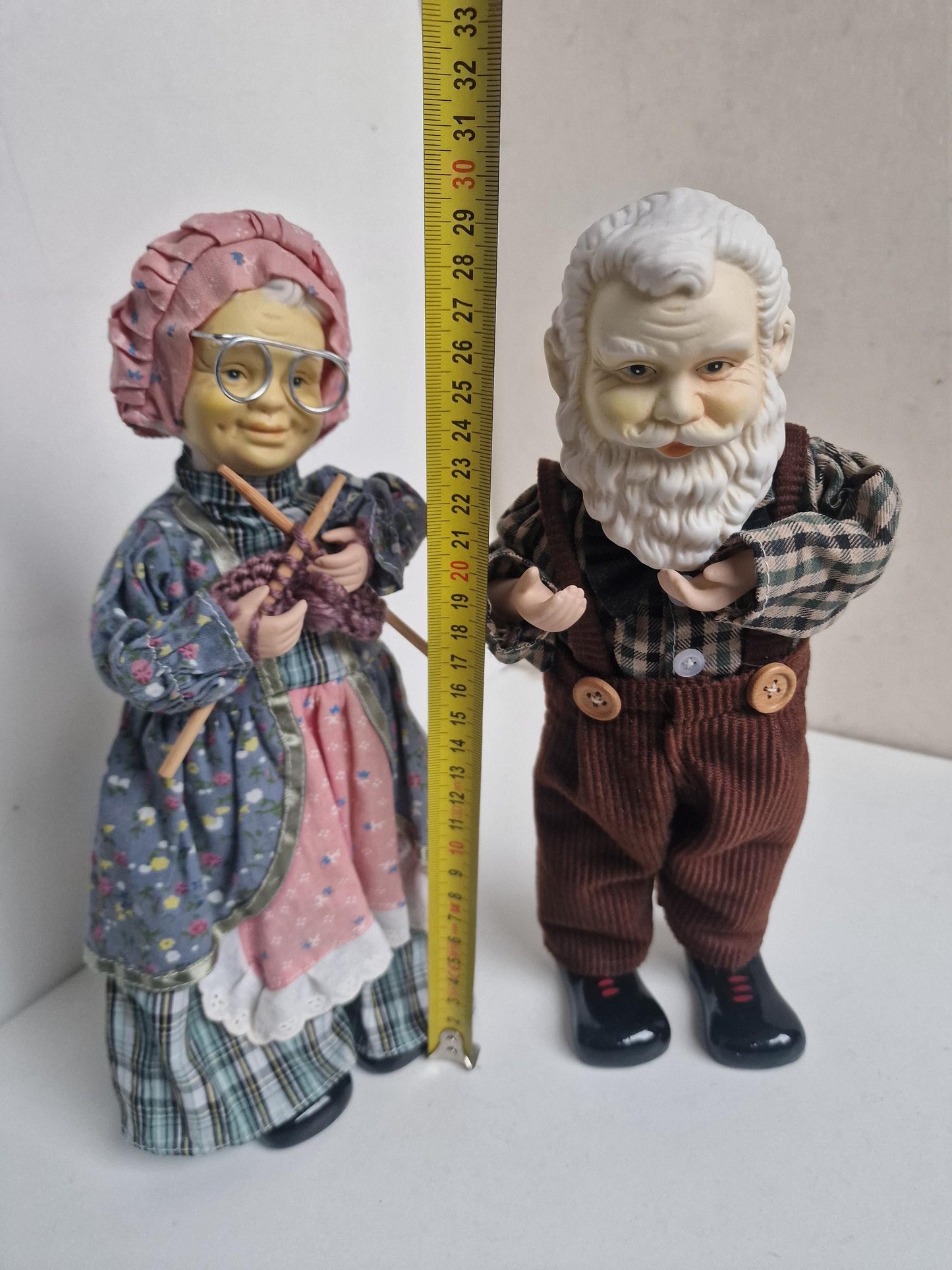 Vintage German Musical Porcelain Dolls, Erzgebirge Moving Gnomes, 1960s