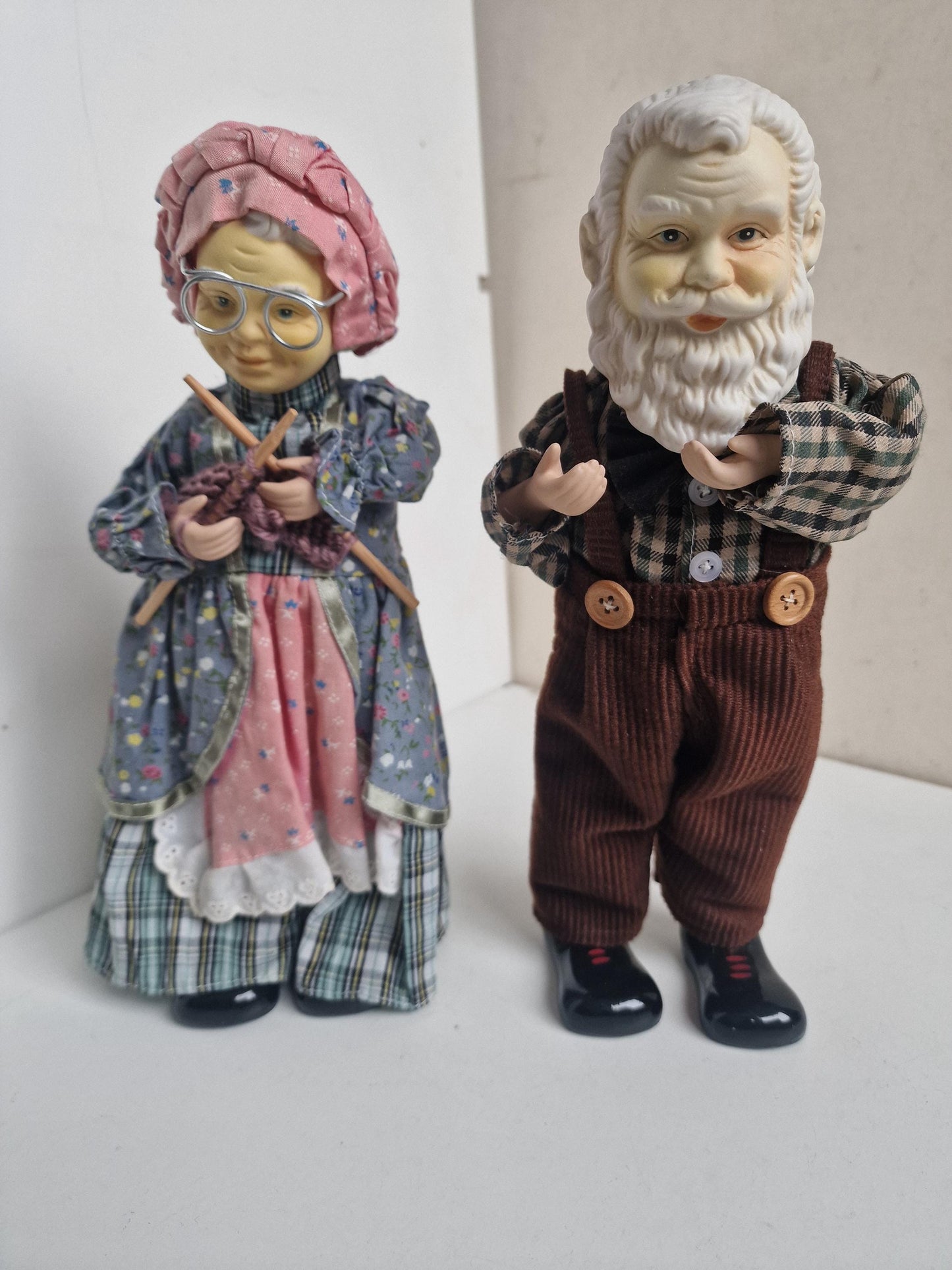 Vintage German Musical Porcelain Dolls, Erzgebirge Moving Gnomes, 1960s