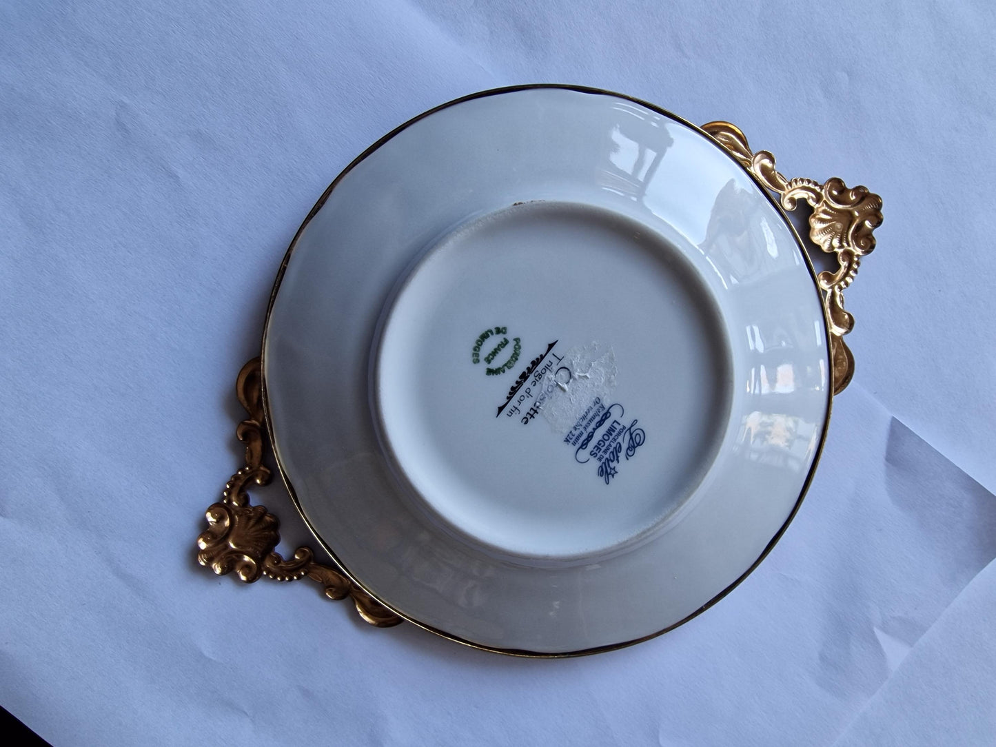 2 x Limoges L'etoile 22k Gold Gilt Handpainted Serving Plate and trinket plate