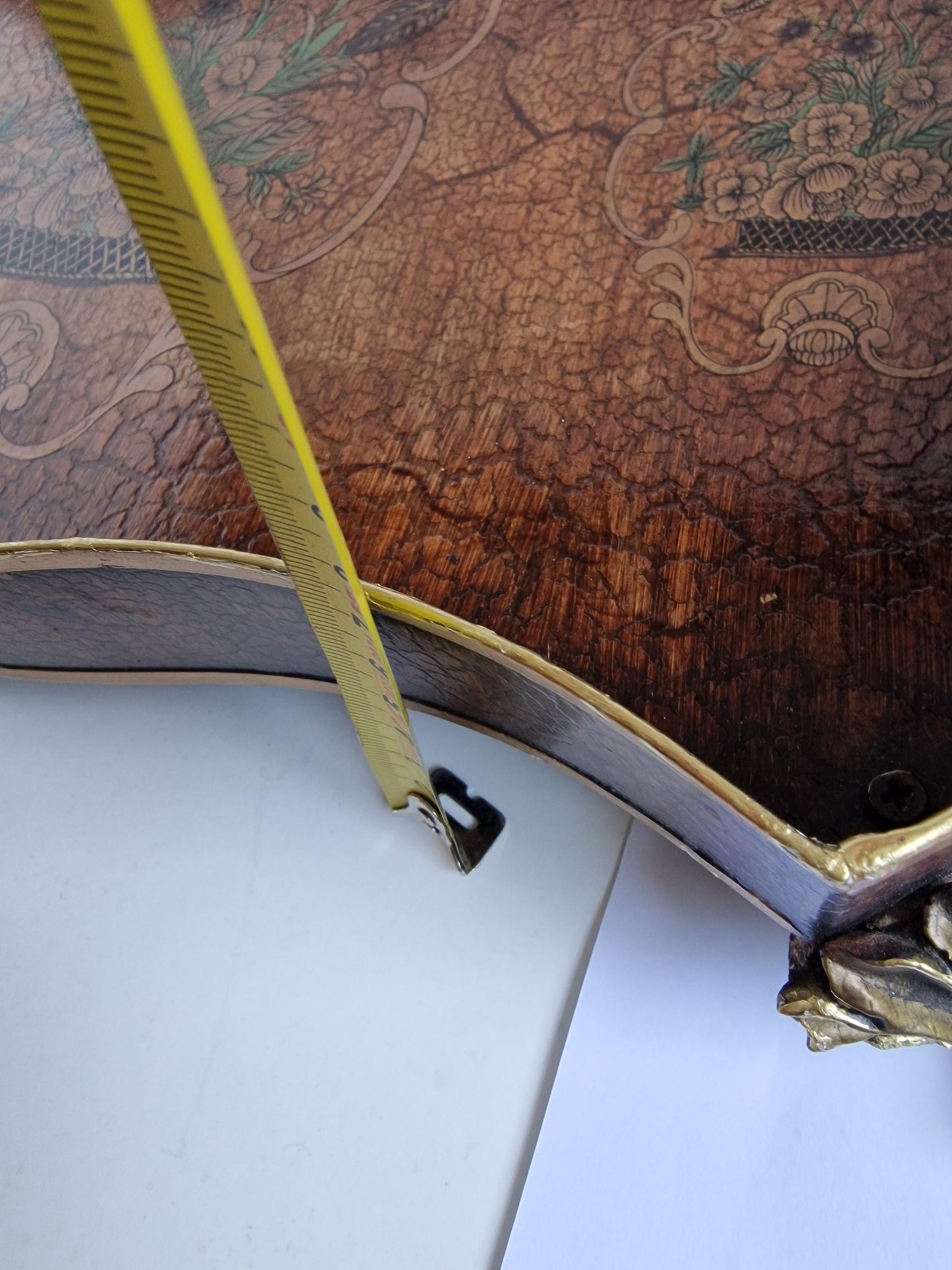 XL Italian Serving Tray, Faux Leather Centerpiece, Hollywood Regency Brass
