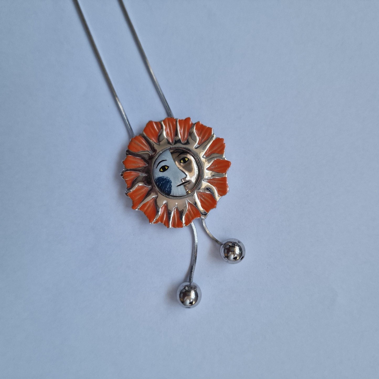Vintage Goebel Rosina Wachtmeister Sun Face porseleinen hanger ketting