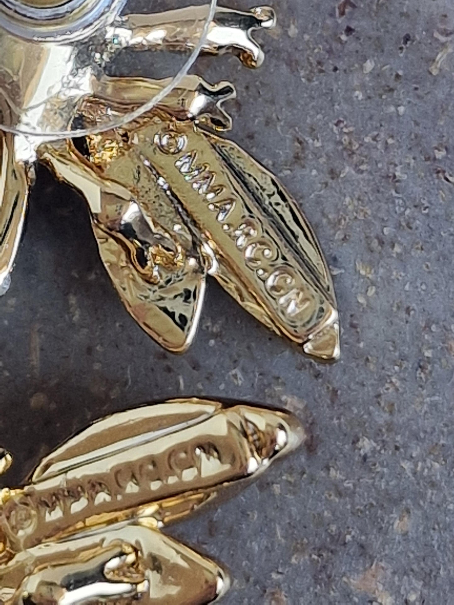 MMA Faberge Bee Earrings, Vintage Gilt Crystal Bumble Bee