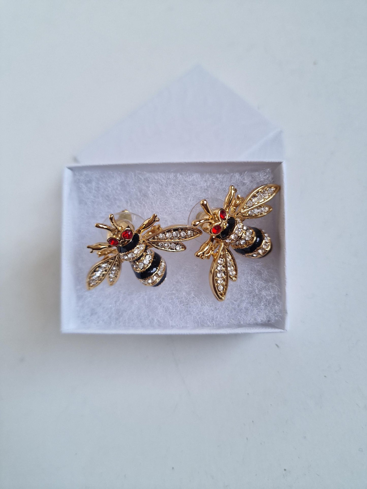 MMA Faberge Bee Earrings, Vintage Gilt Crystal Bumble Bee