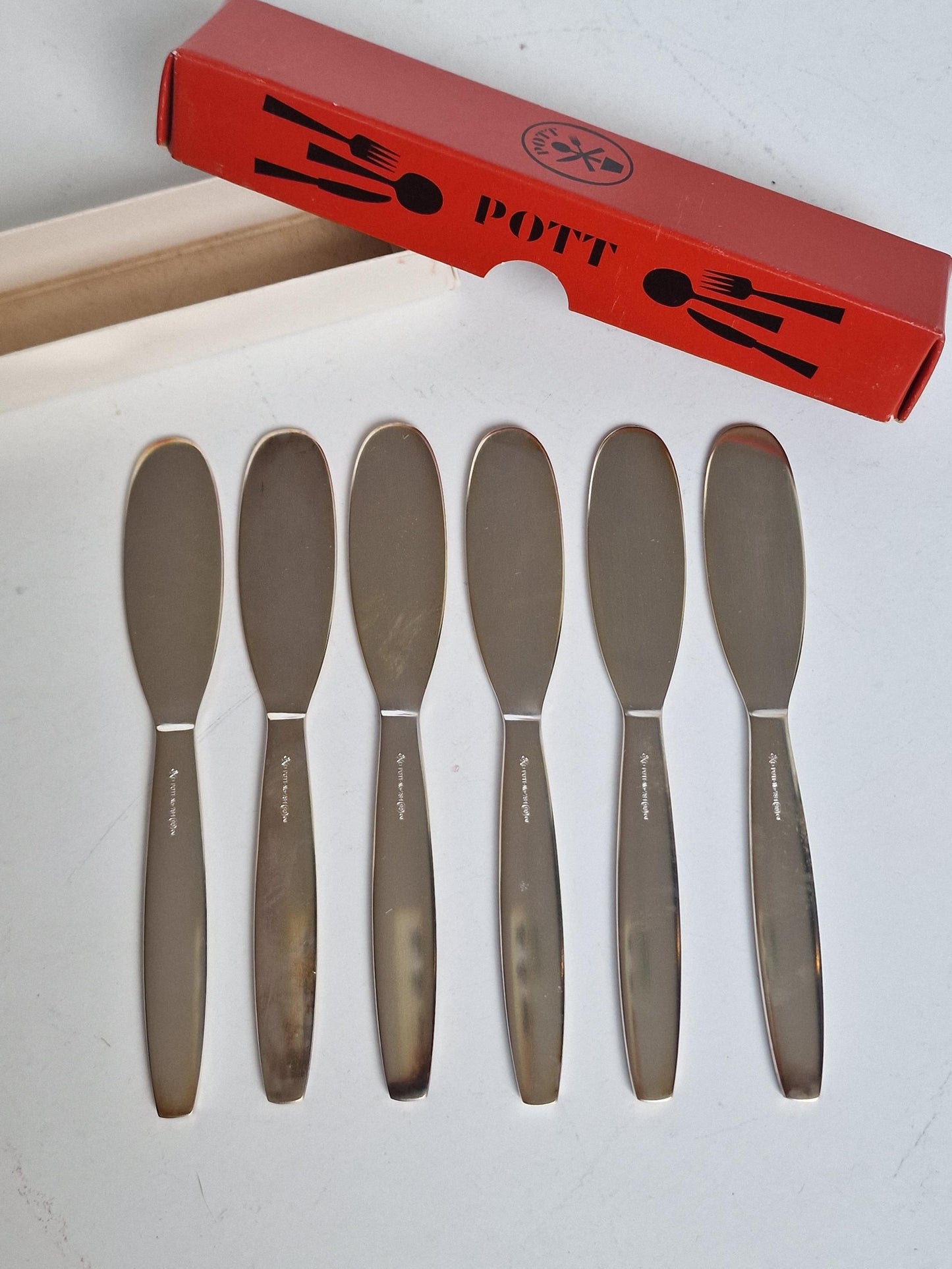 Carl Hugo Pott Solingen Silver Butter Knives, Germany, Set of 6