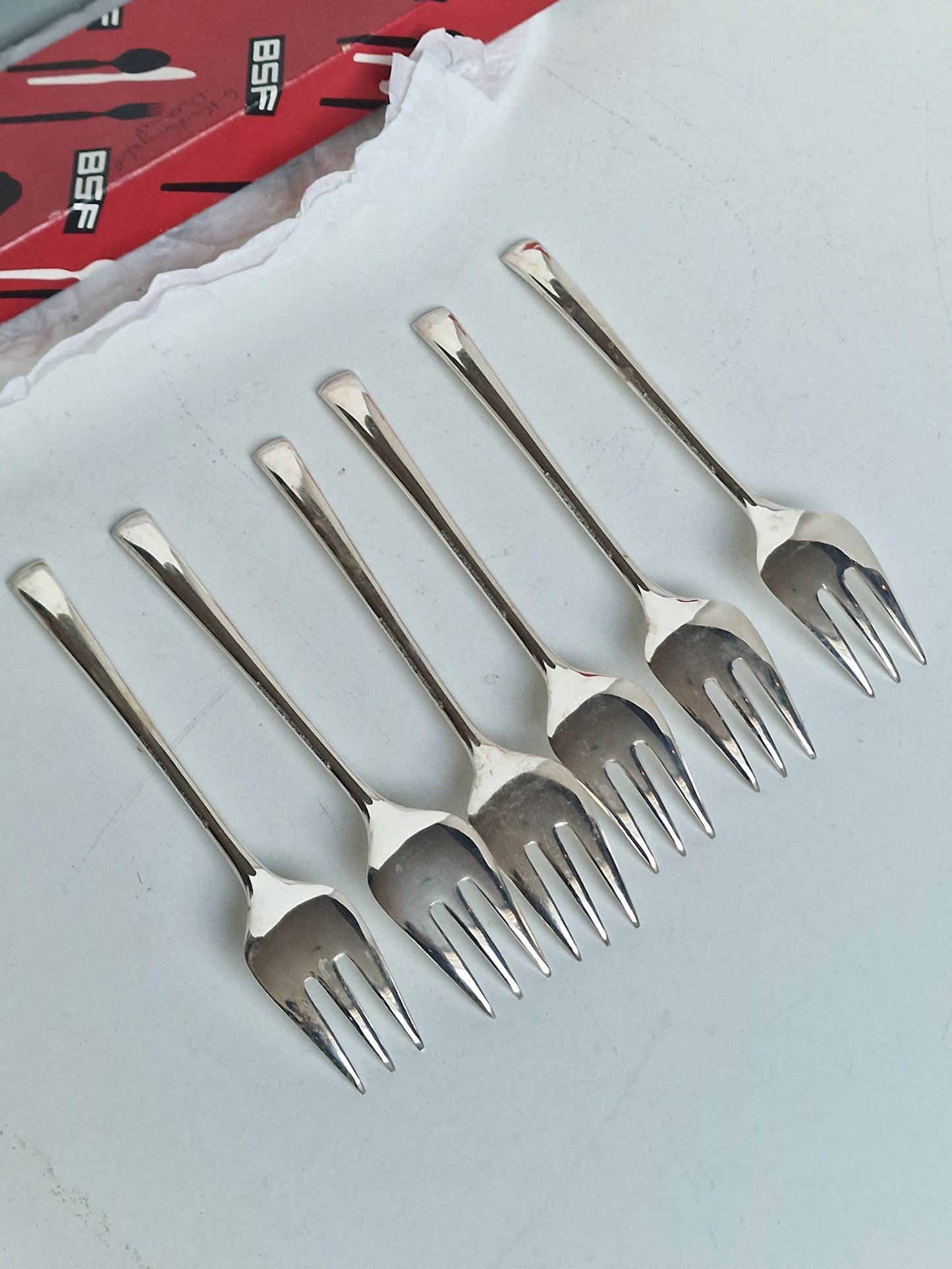 Vintage CARL HUGO POTT Silver Forks, Set of 6, German Cutlery