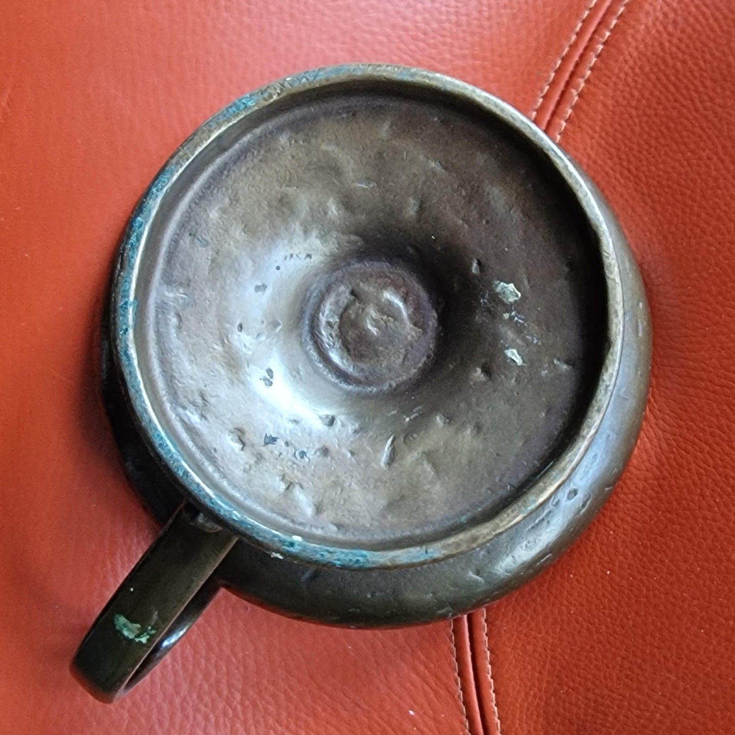 Antique 18th Century Heavy Bronze Pillar Candle Holder, Monastery Provenance