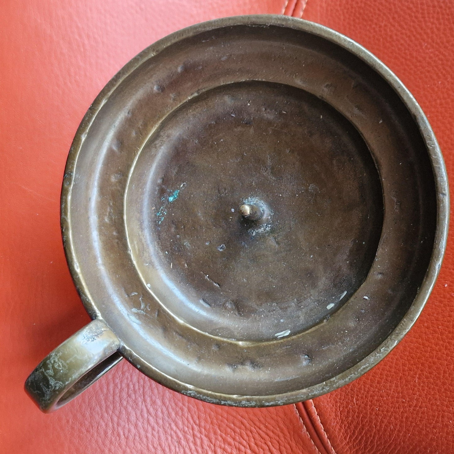 Antique 18th Century Heavy Bronze Pillar Candle Holder, Monastery Provenance