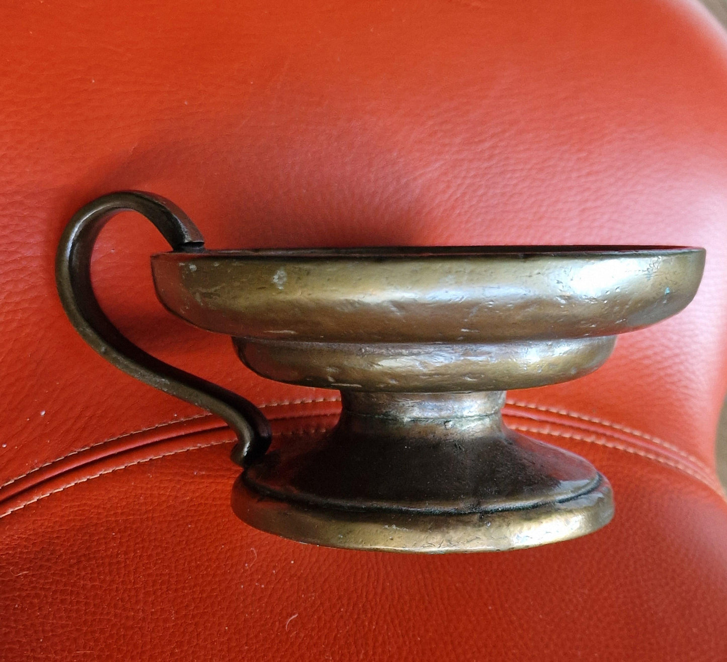 Antique 18th Century Heavy Bronze Pillar Candle Holder, Monastery Provenance