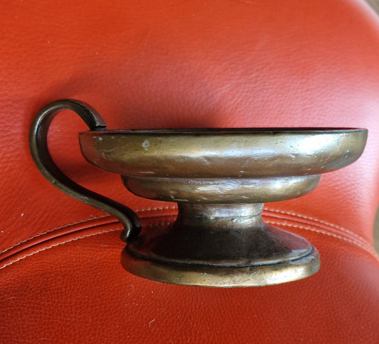 Antique 18th Century Heavy Bronze Pillar Candle Holder, Monastery Provenance