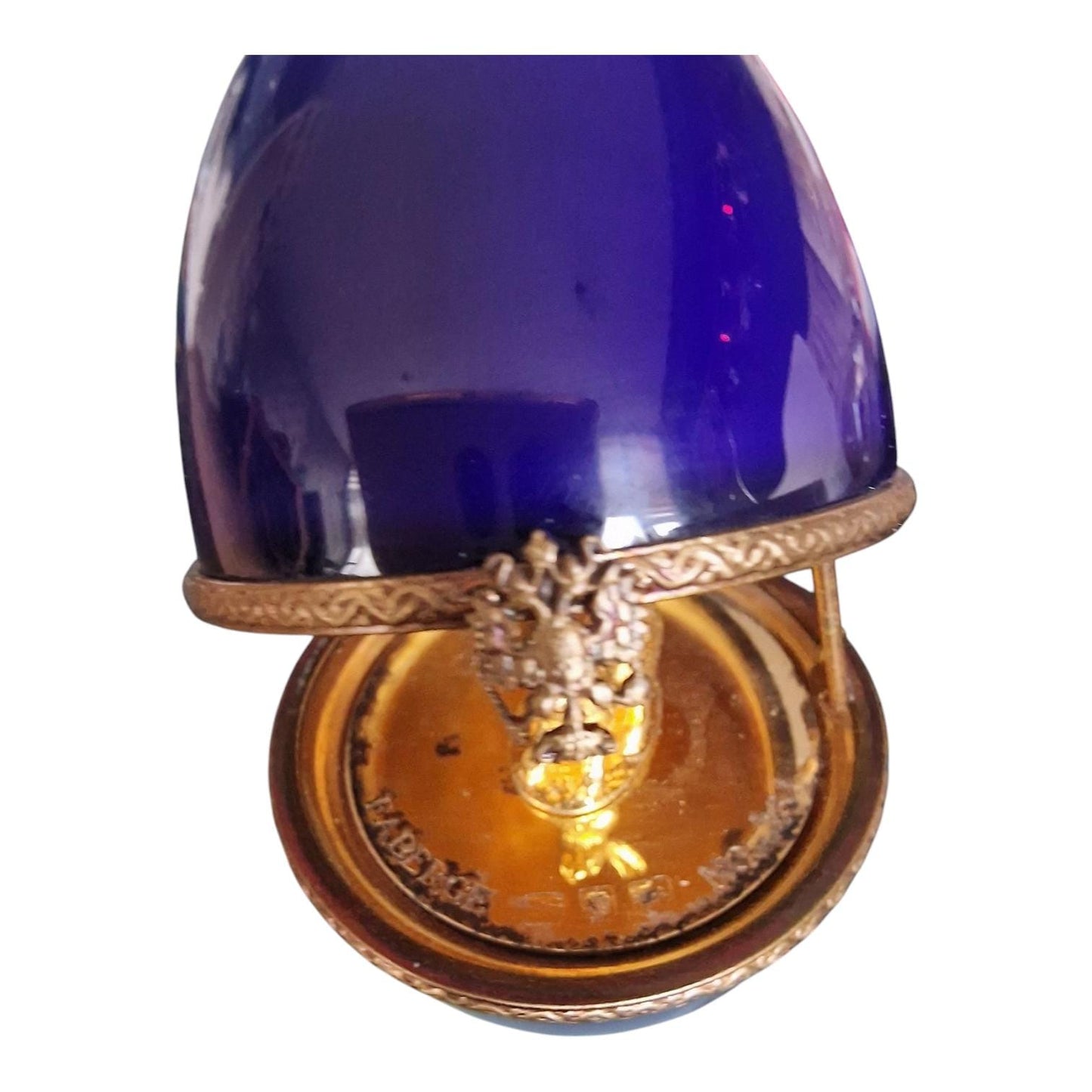 XL Fabergé Egg, Hare, Sterling Silver, 24K Gold, Limoges Porcelain