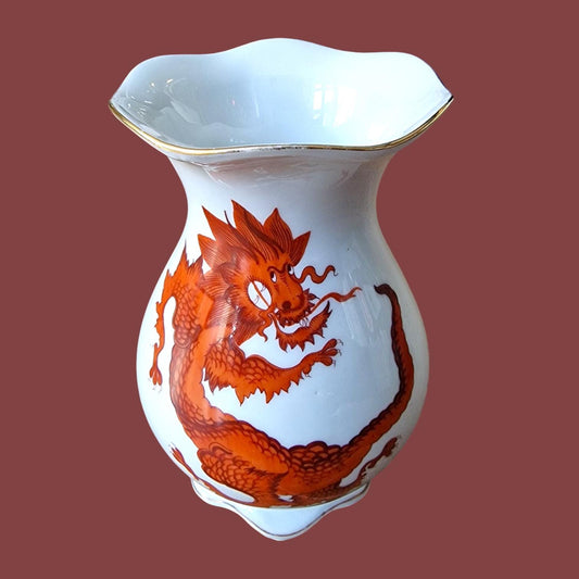 dresden red dragon porcelain old vase dresdener east germany antique porselein china porcelain
