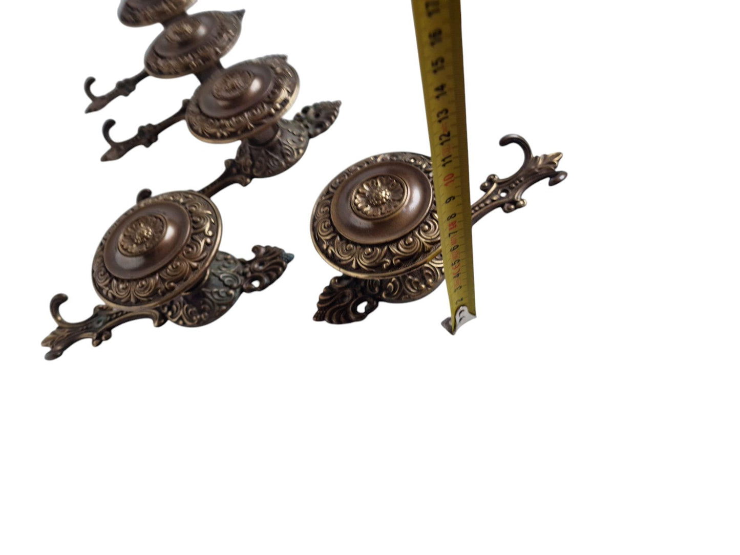 5 old italian brass coathooks garderobe klassieke kapstokhaken vintage italiaanse round double