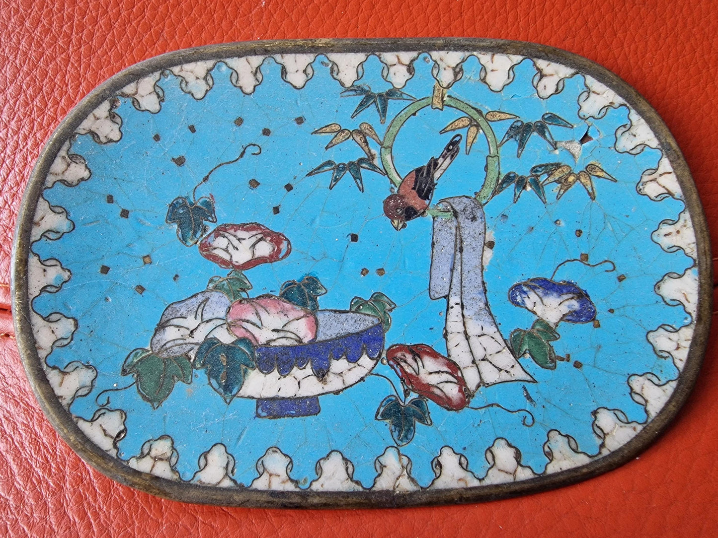Antique Chinese Cloisonne Plate, Bird and Floral Design, Republic Period