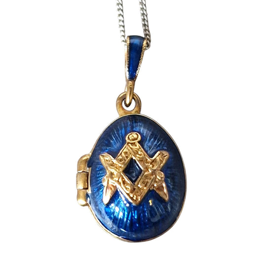 Faberge Egg Masonic Medallion, Guilloche Gilt Secret Compartment free masonry wearable pill box