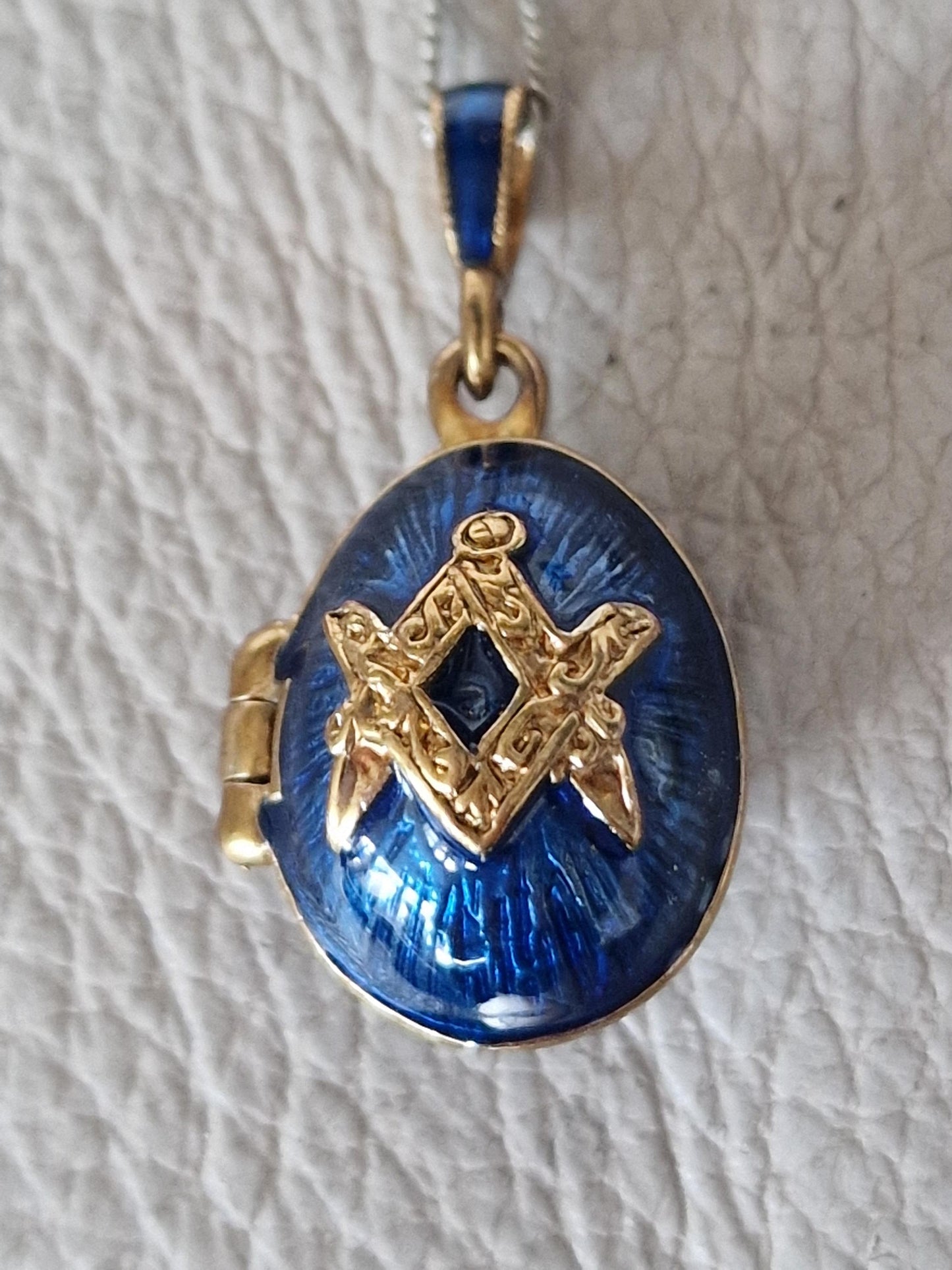 Faberge Egg Masonic Medallion, Guilloche Gilt Secret Compartment free masonry wearable pill box