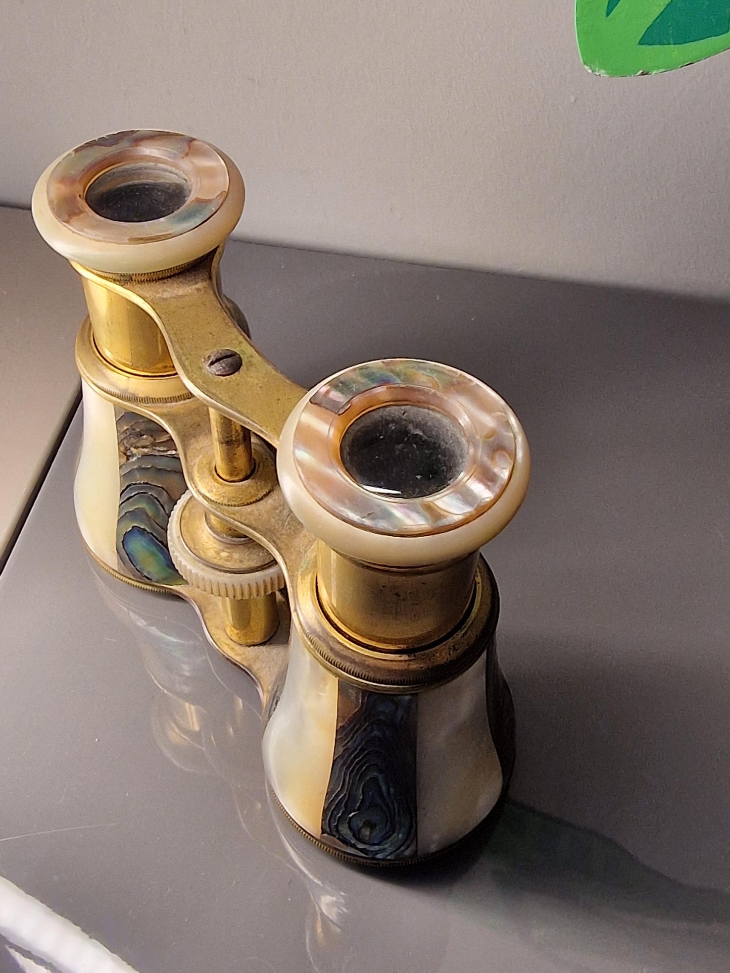 Antique Mother of Pearl Opera Glasses, Gilt Brass Binoculars, Victorian Theater