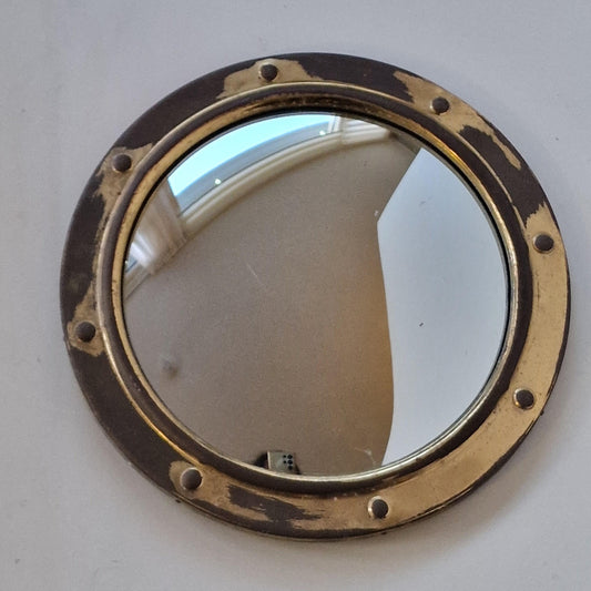 Vintage Convex Butler Mirror, British Antique Decor (30cm)