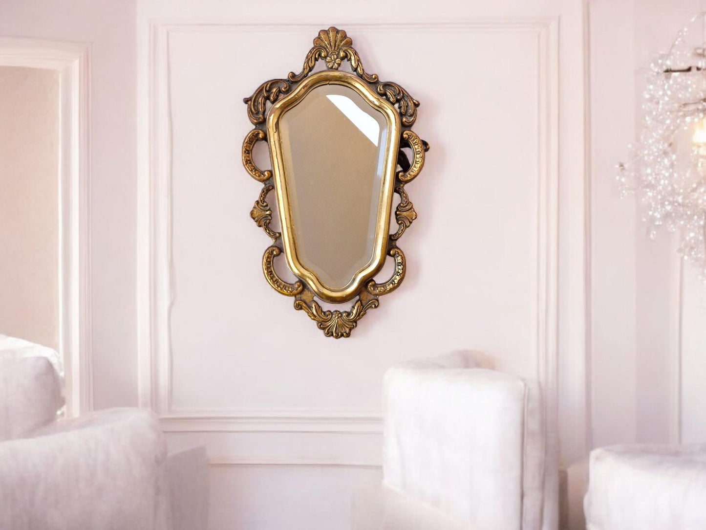Art Nouveau Gold Gilt Antique Mirror, ca 1900-1920
