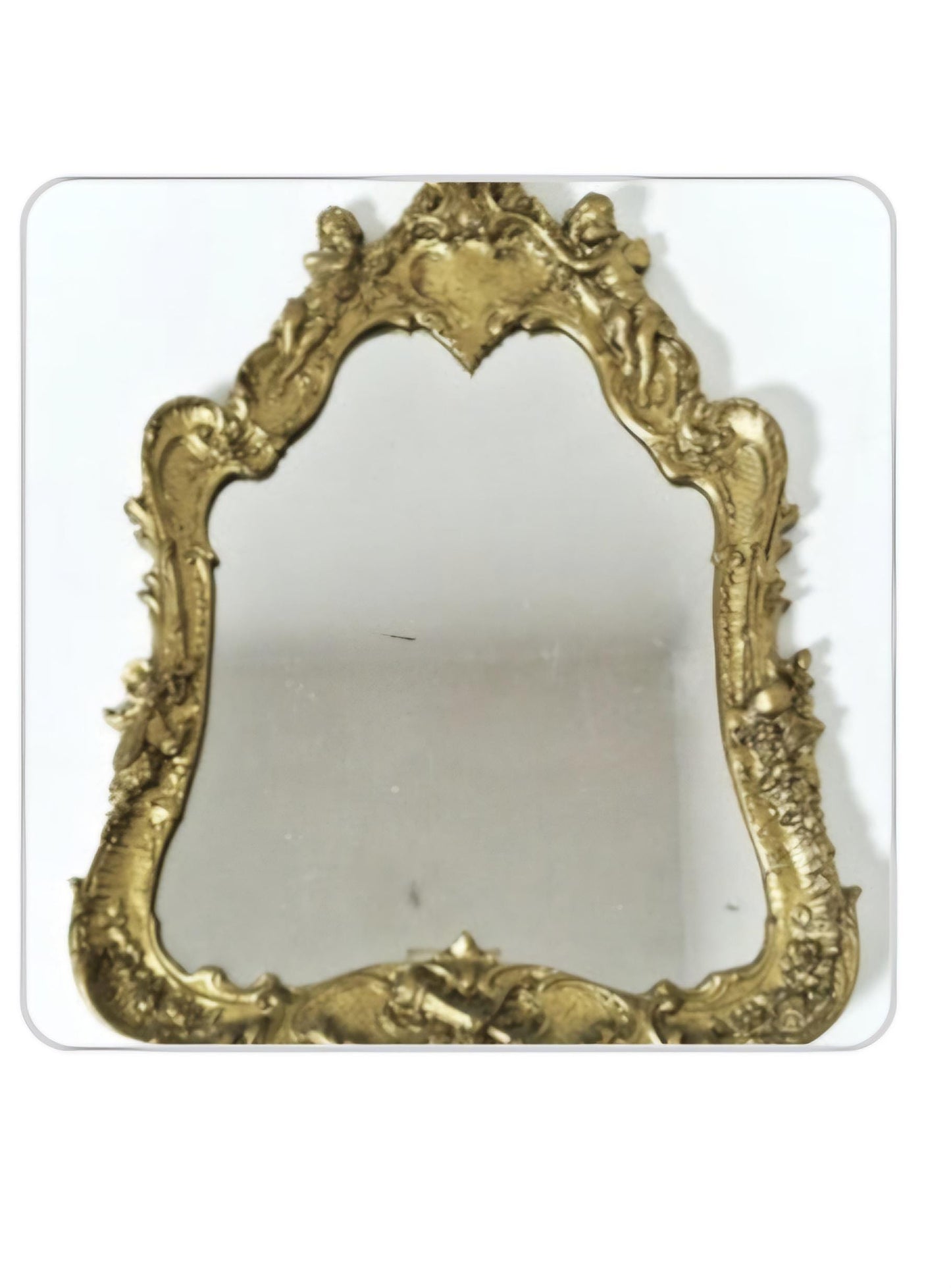 Louis XVI Gold Montel Mirror, Cherubs Rocaille Detail, angels gold