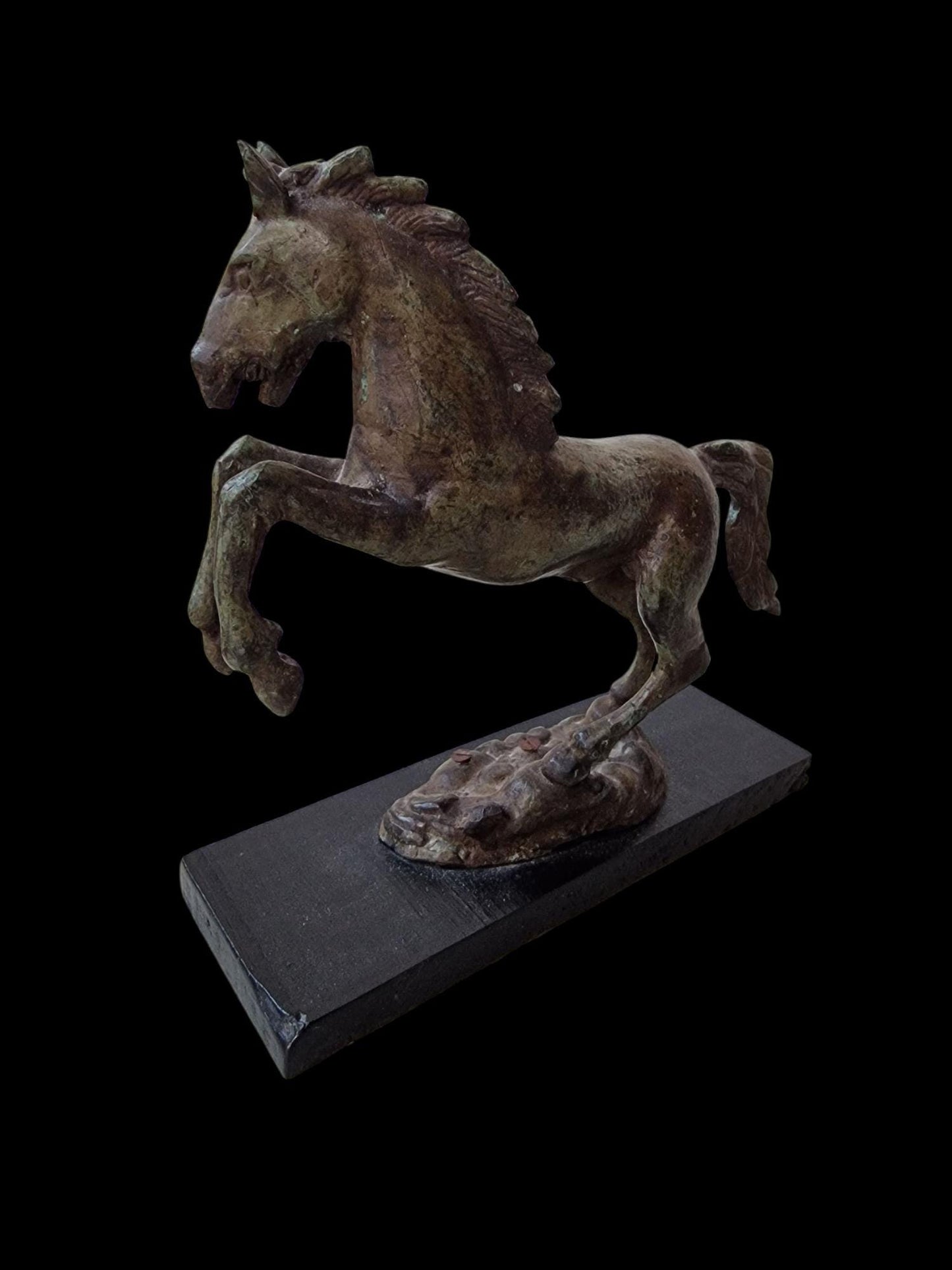 Bronze horse figure ca 7.1 x 2.8 inch, bronzed bronze figurine statue