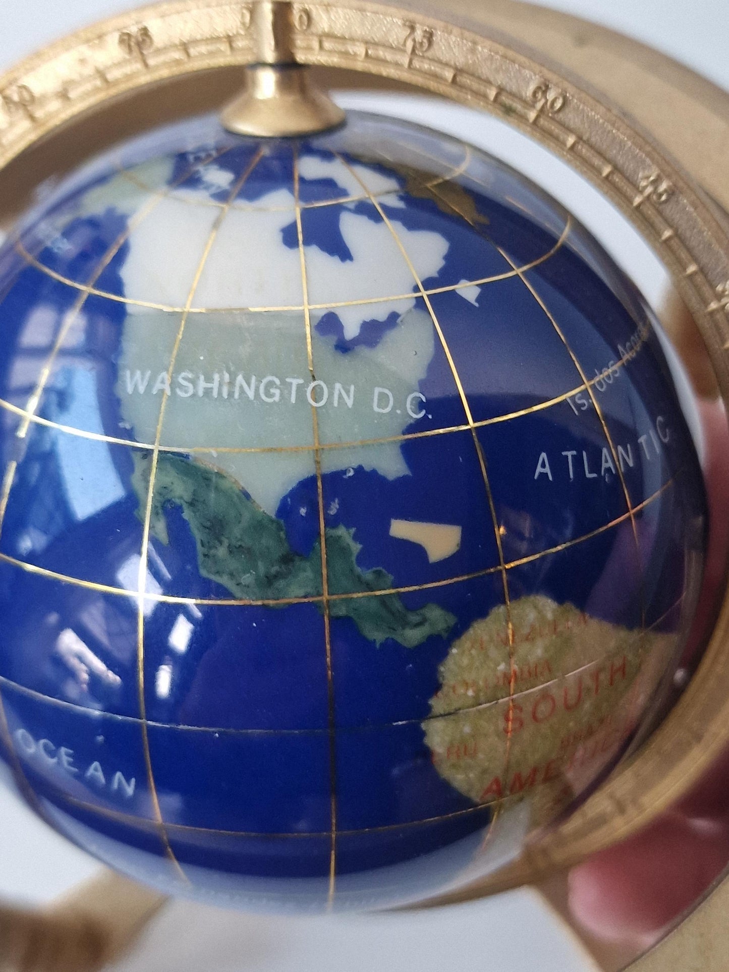 Gemstone Globe with Copper Stand, Lapis Lazuli Inlaid Continents