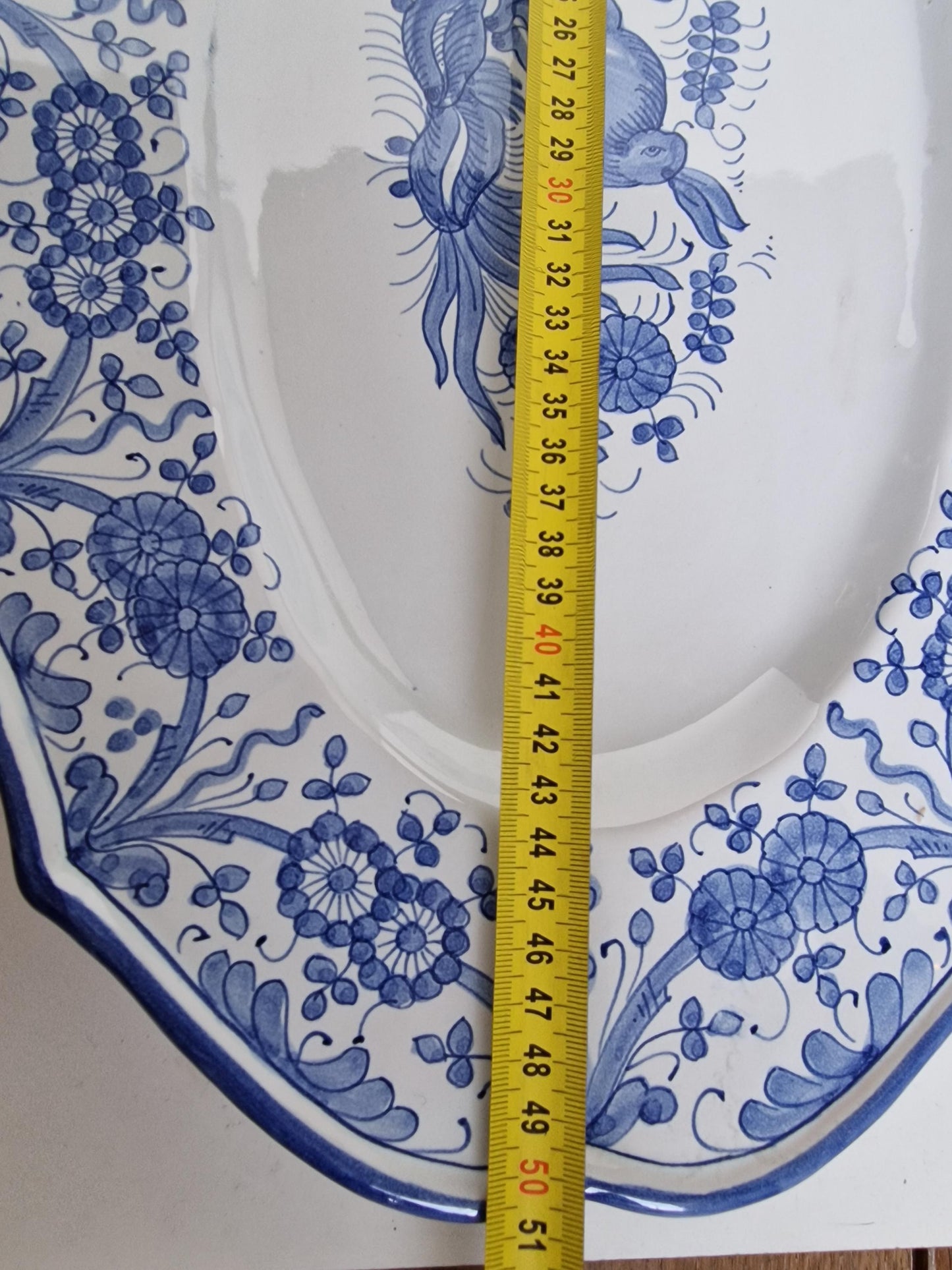DERUTA Italian Faience Pottery Plate, Blue Rabbit Design