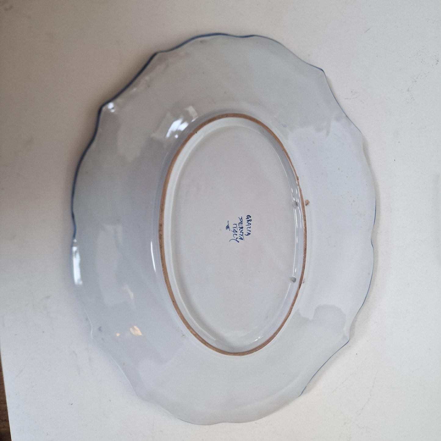 Deruta Handpainted Rabbit Plate, Italian Polychrome Faience Pottery