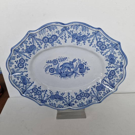 Deruta Handpainted Rabbit Plate, Italian Polychrome Faience Pottery