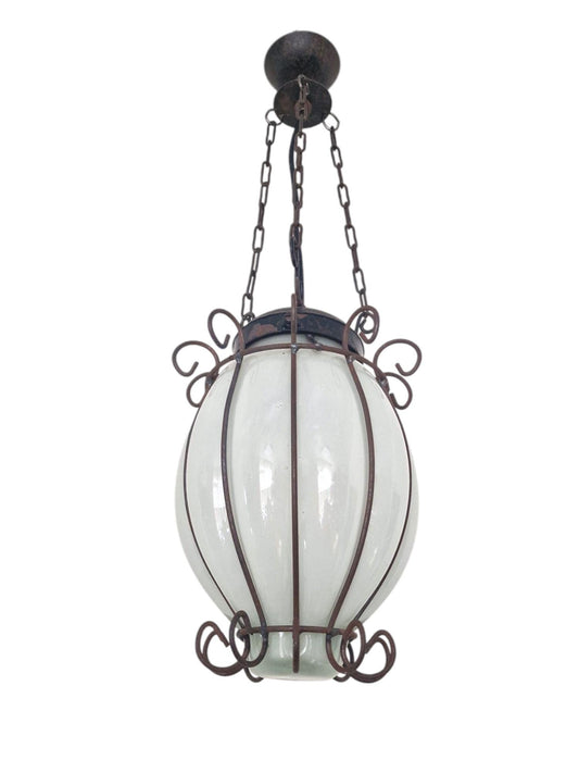 venezian vintage mouthblown glass ceiling lamp. veneziaanse oude hanglamp