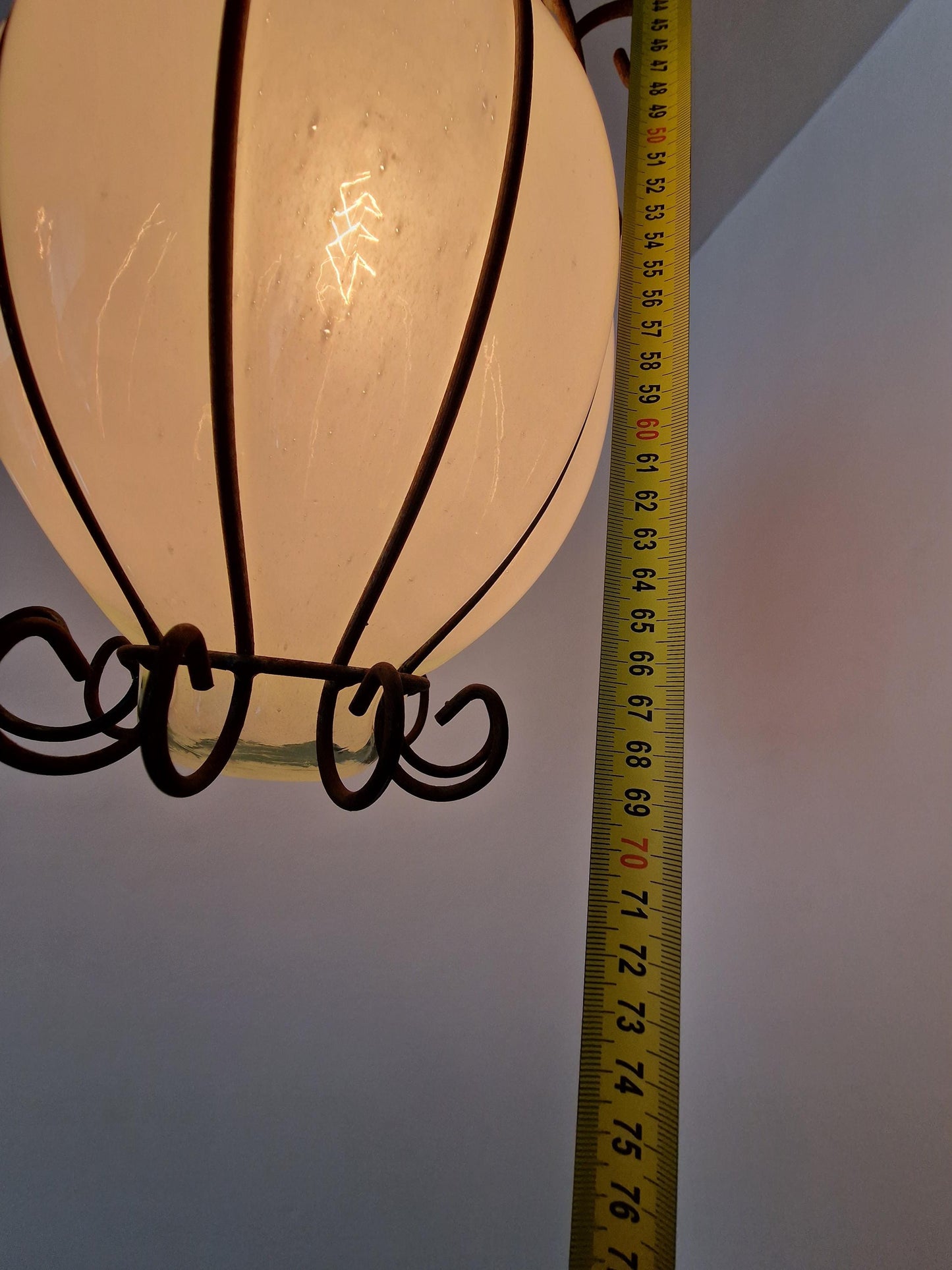 venezian vintage mouthblown glass ceiling lamp. veneziaanse oude hanglamp