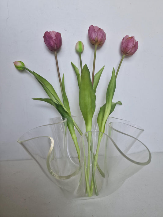 Vintage Luigi Massoni Guzzini Plexiglas Handkerchief Vase, 80s Italian Design