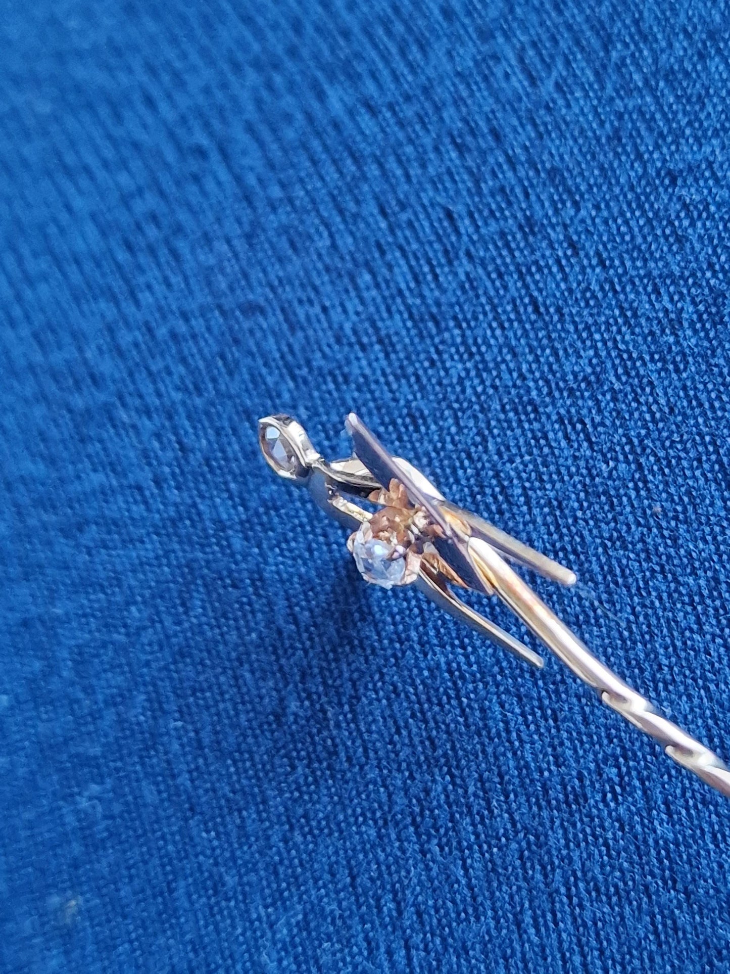 Masonic 14k 585 diamonds freemasonry vrijmetselaar dasspeld brooch pin marked, tested,  rose gold , mint