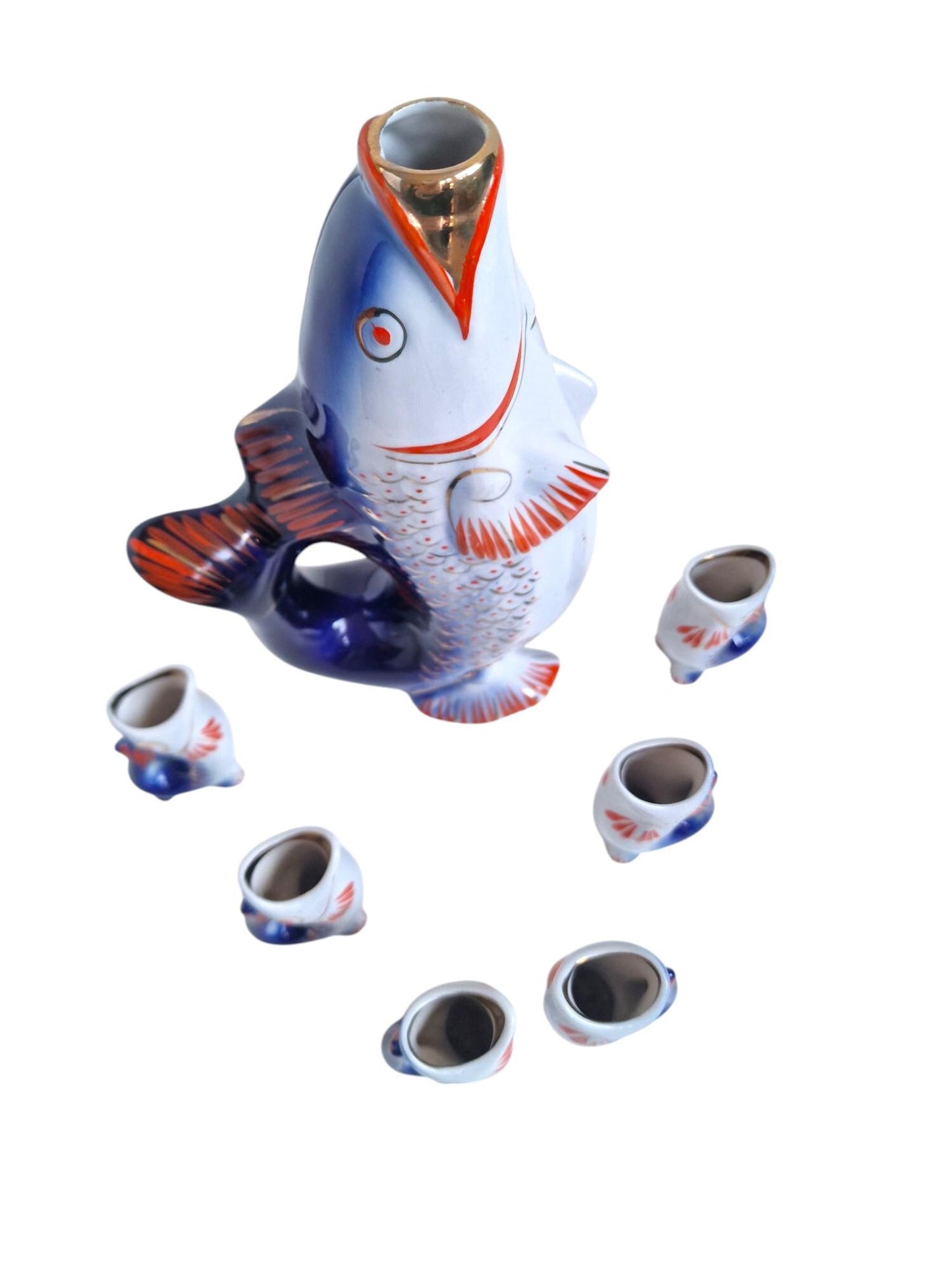 East Europe Fish Vodka Set, Caviar Carafe, Liquor Stemware
