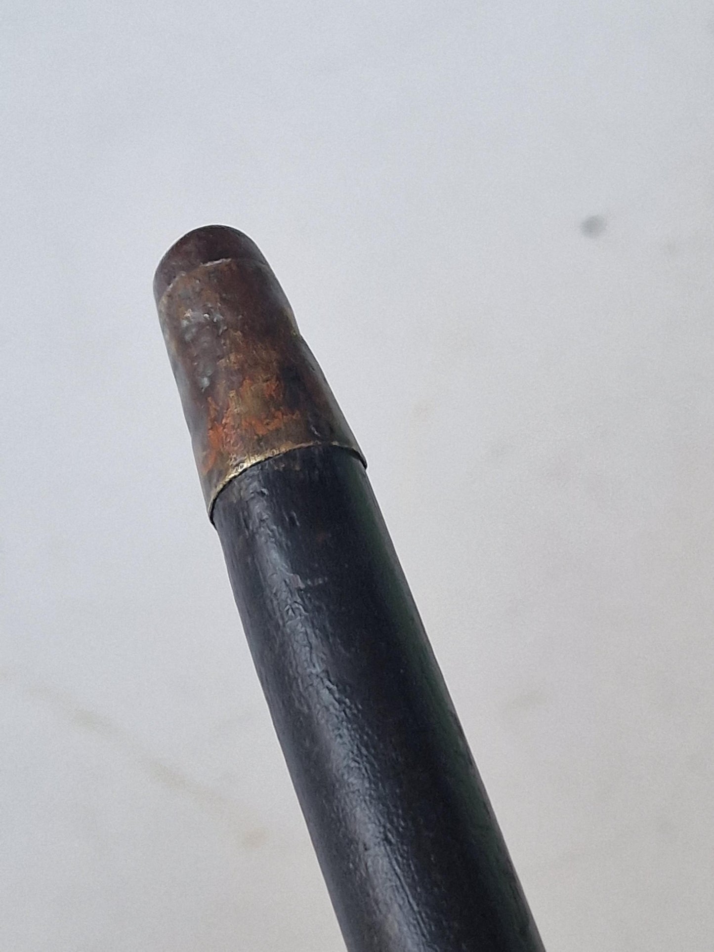 antique walking stick with bone and silver, marked, european collection, gentlemen's flannel stick