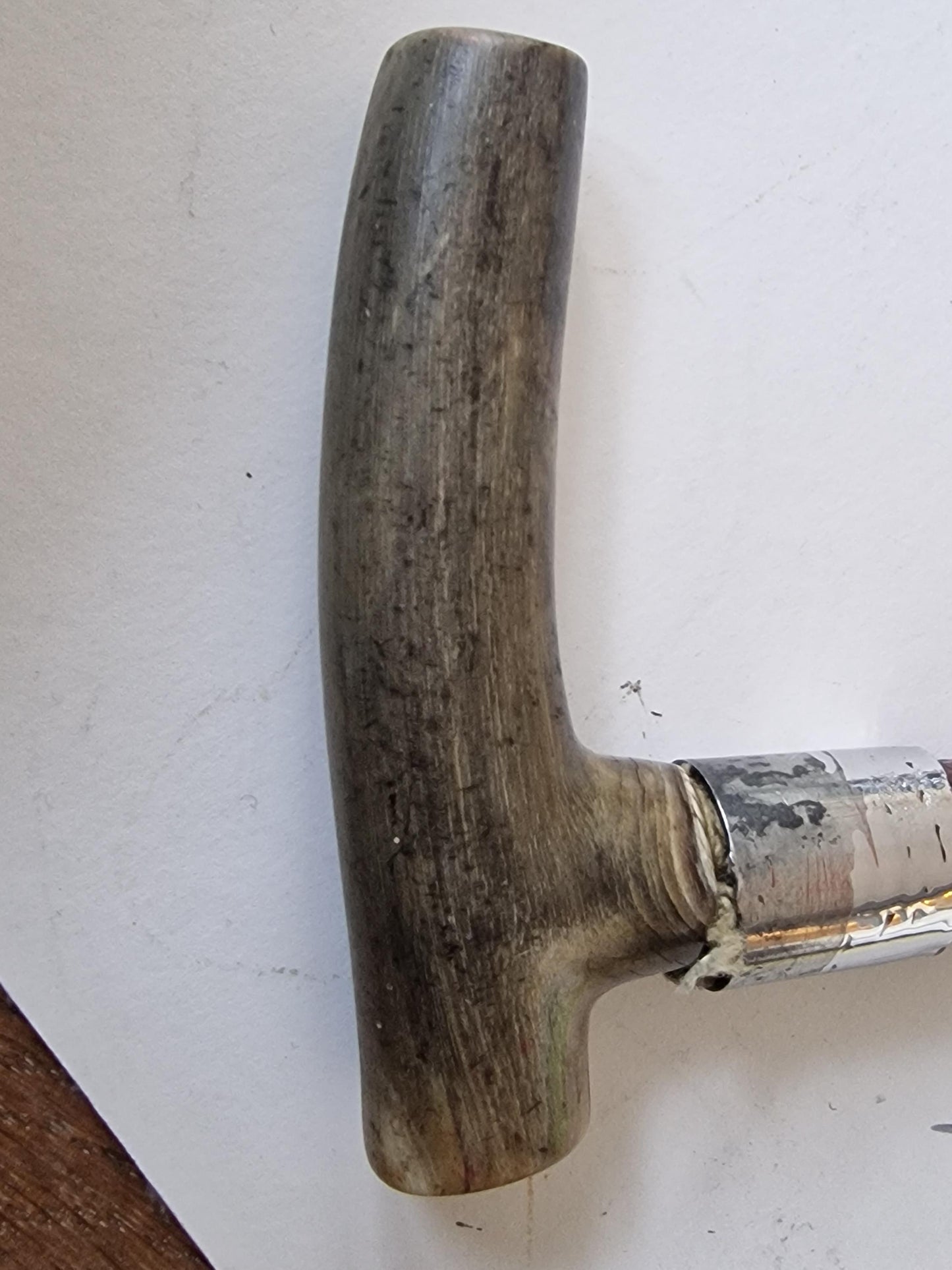 antique walking stick with deer bone , european collection, gentlemen's flannel stick