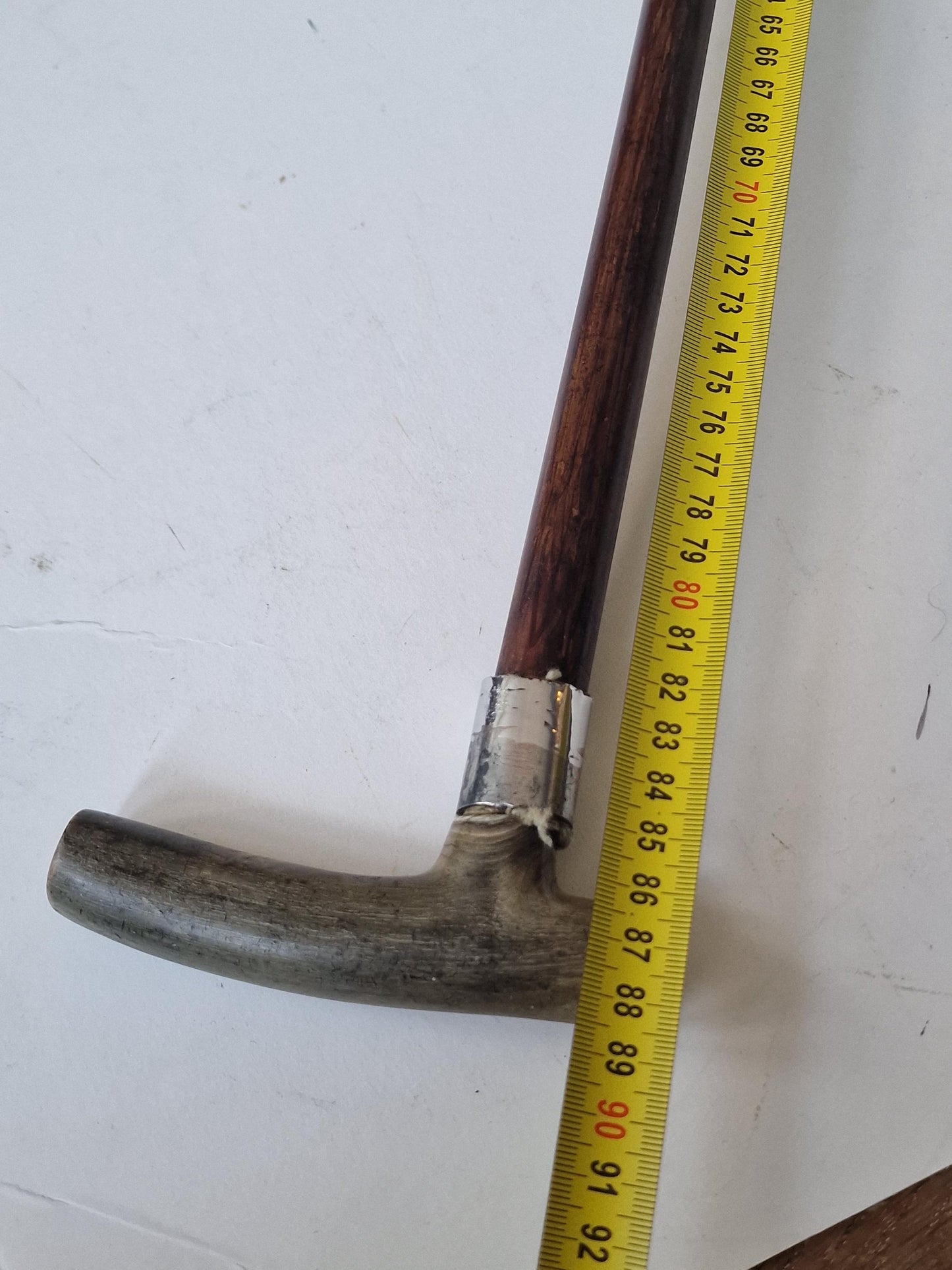 antique walking stick with deer bone , european collection, gentlemen's flannel stick