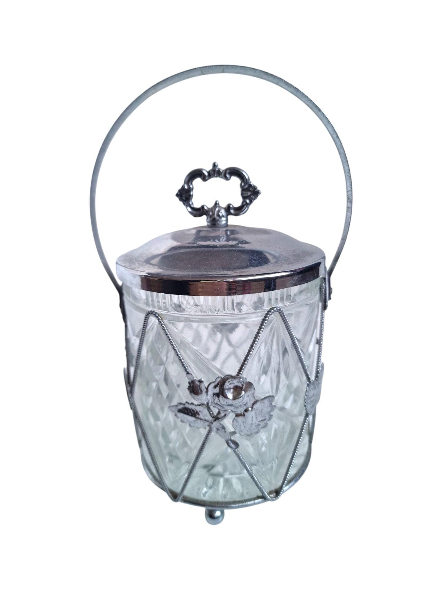 Kristallen ijs emmer met rozen geslepen kristal tsjechie crystal icebucket vintage