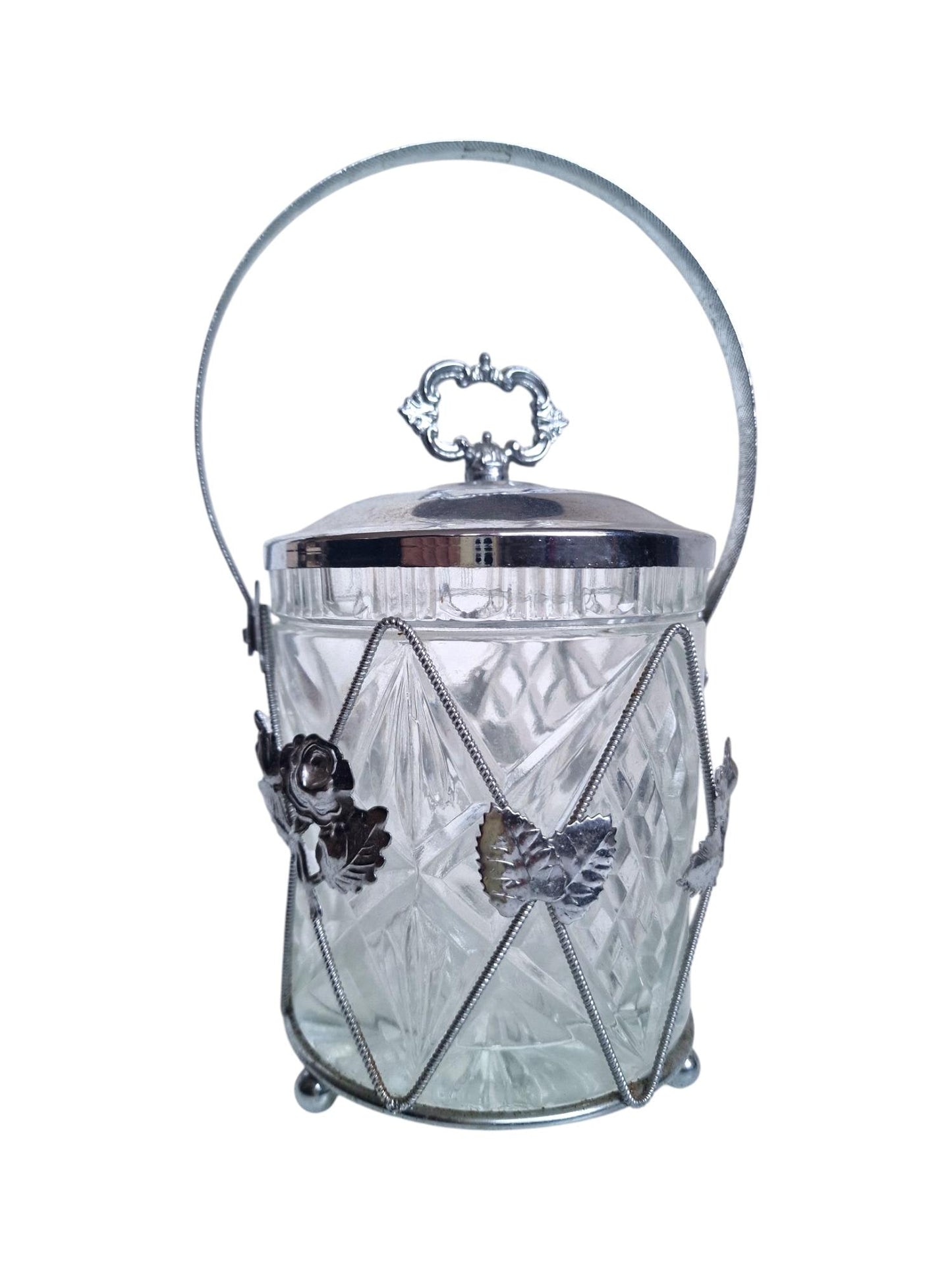 Kristallen ijs emmer met rozen geslepen kristal tsjechie crystal icebucket vintage