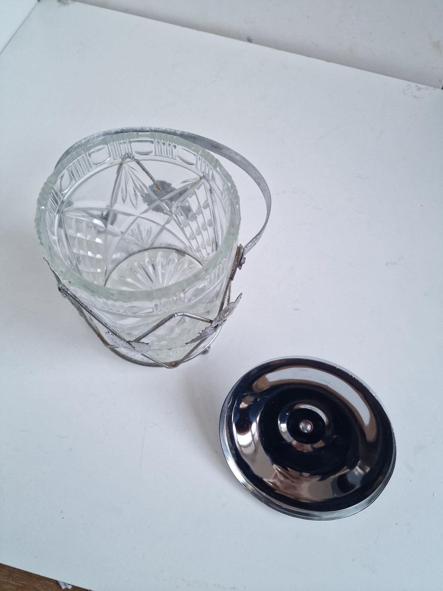 Kristallen ijs emmer met rozen geslepen kristal tsjechie crystal icebucket vintage