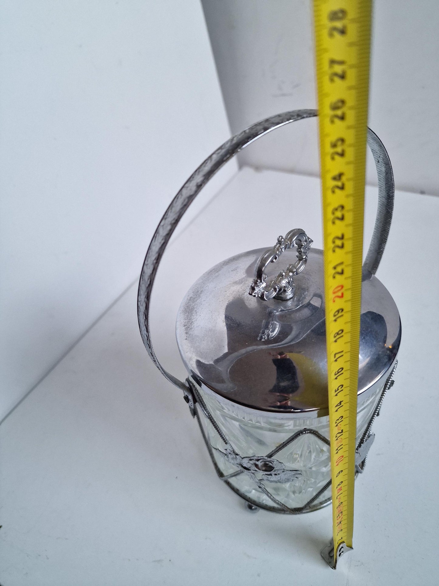 Kristallen ijs emmer met rozen geslepen kristal tsjechie crystal icebucket vintage