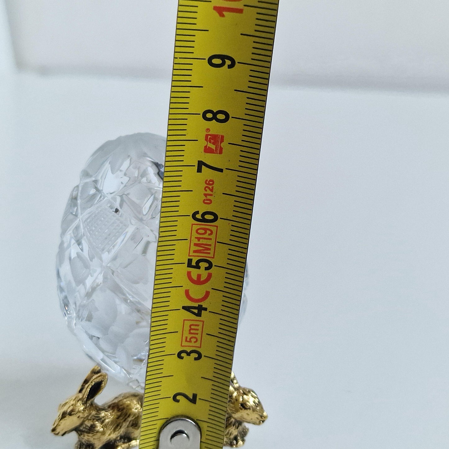 Signed Faberge Crystal Egg, Rabbit Stand, Limited Edition Reproduction